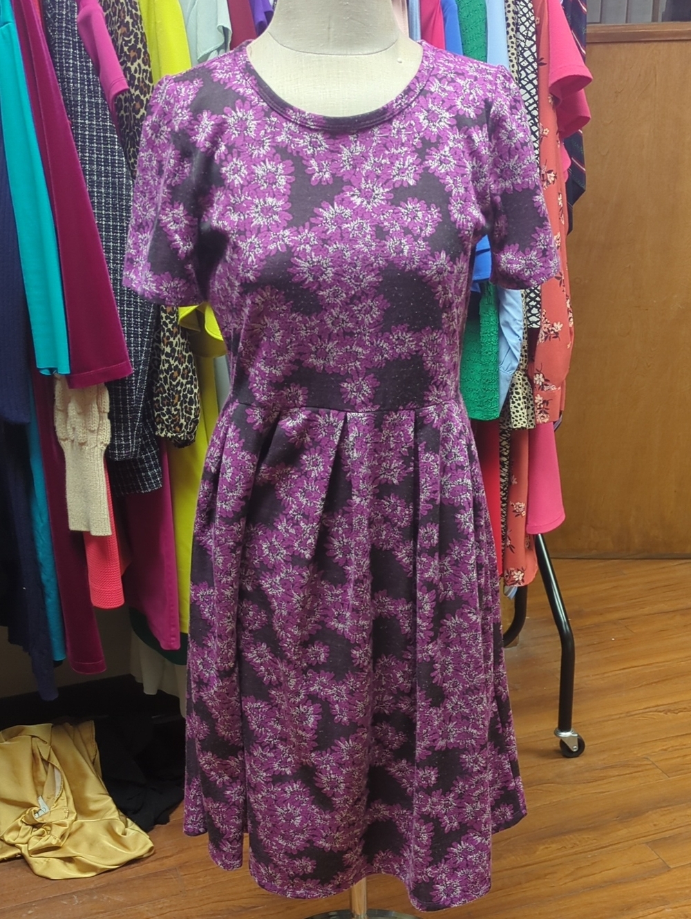 LuLaRoe Purple Floral Fit & Flare Dress